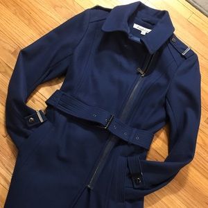 Kenneth Cole Atlantic Blue Belted Wool-blend Coat